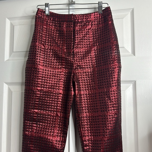 NBD x Naven Metallic Red Black Hi Rise Pants XS - Picture 2 of 7